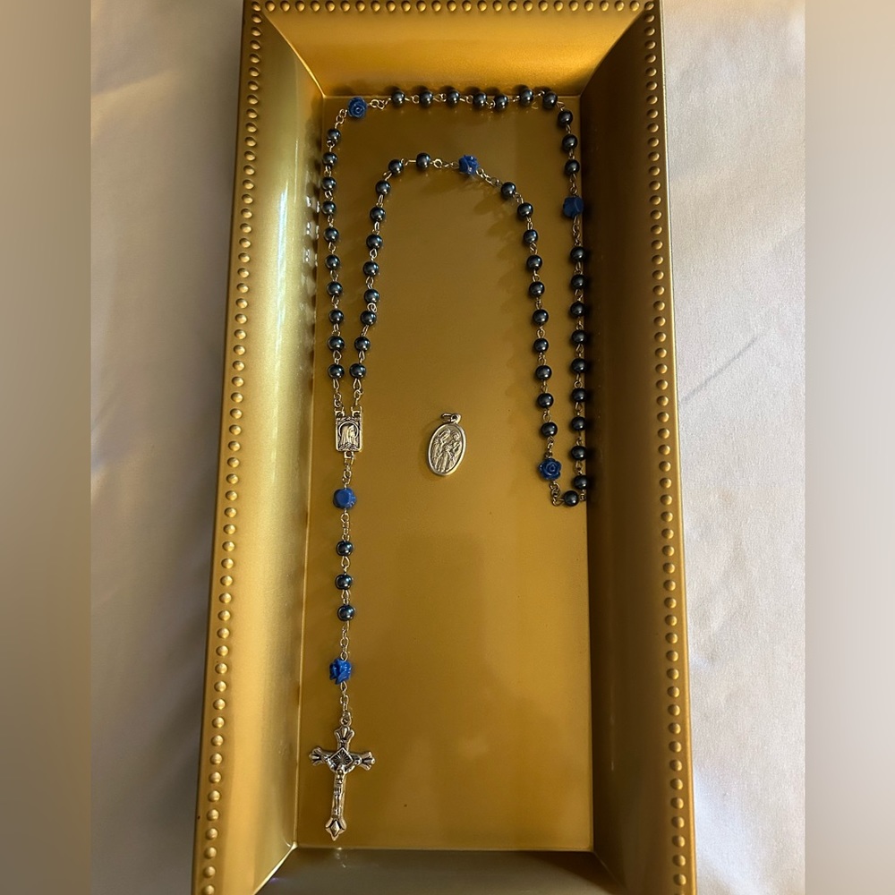 Blue Rosary + Holy charm
